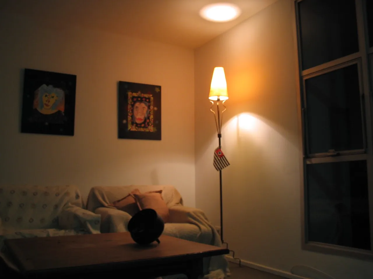 Living room with warm lamp lighting