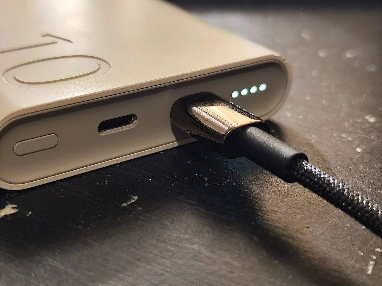 USB-C cable and power bank (illustrative, model unidentified)